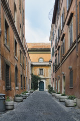 Fototapeta premium Street scene from Trastevere district of Rome, Italy