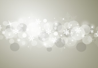 Grey christmas background with snow flakes