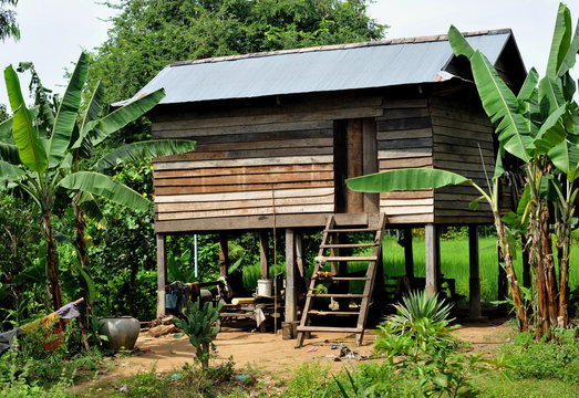 village house on stilts in cambodia