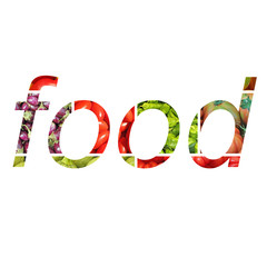 text  food written on white background