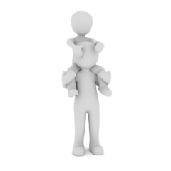 Kind sitz auf Schulter von Papa