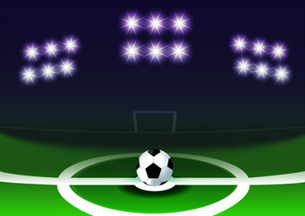 Soccer field with white lines on grass