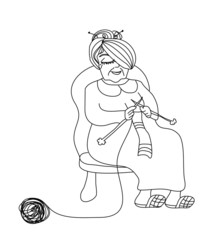 Old woman knitting