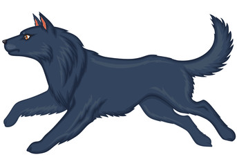 Cartoon shaggy gray dog runs