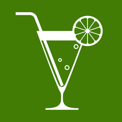 Cocktail glasses with lemon and drinking straw