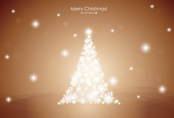 Christmas background with Christmas tree, vector illustration.