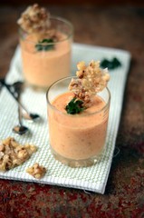 Panna cotta from persimmon with nut caramel