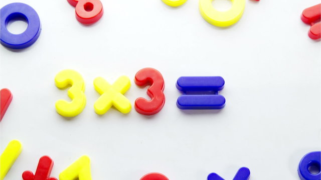 Colorful Assorted Numbers and Mathematical Symbols