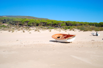 BARCA EN PLAYA DE BOLONIA, TARIFA, CÁDIZ