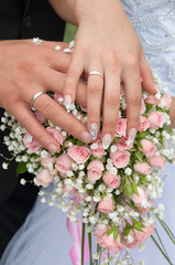 Obraz na płótnie Canvas Ślub para pokazuje pierścienie