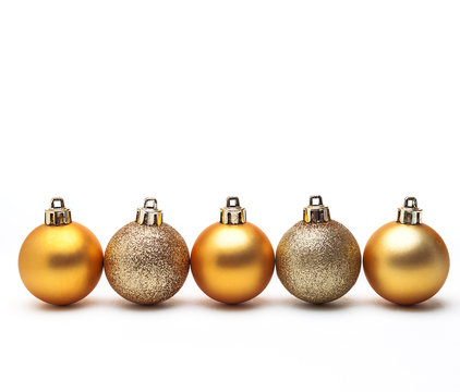 Gold Christmas Ball Isolated On White Background