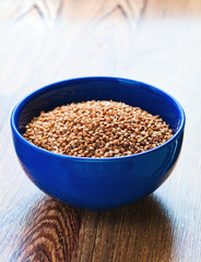 Boiled buckwheat in a bowl