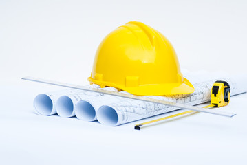 construction helmet and hause project drawings