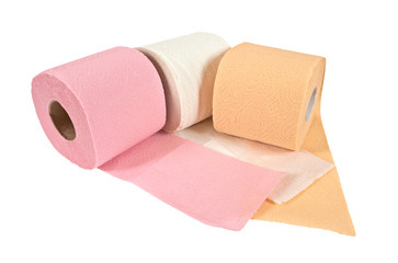 Rolls of toilet paper isolated on white background