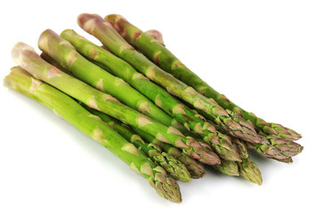 Fresh asparagus isolated on white.