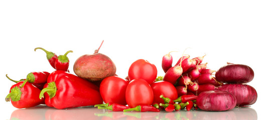 fresh red vegetables isolated on white