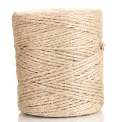 Hank of twine isolated on white.