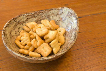 Letter Biscuits in ceramic Bowl
