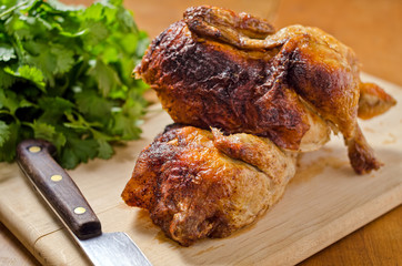 Oven roasted chicken with parsley.