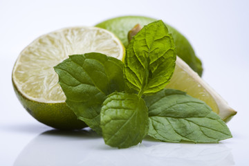Lemon with mint branch