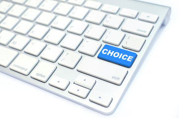 white keyboard with choice button