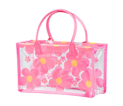 Transparent Flowers Pattern Woman Plastic Bag