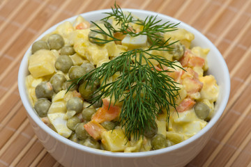 Russian traditional salad under the name Olivier