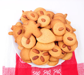 Pile of sweet ginger and almond cookies