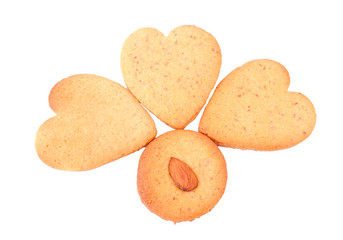 Homemade cookies isolated on white background. Heart shaped