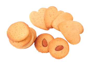 Homemade cookies isolated on white background. Heart shaped
