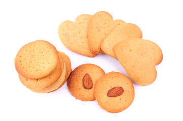 Homemade cookies isolated on white background. Heart shaped