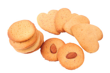Homemade cookies isolated on white background. Heart shaped