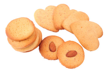 Homemade cookies isolated on white background. Heart shaped