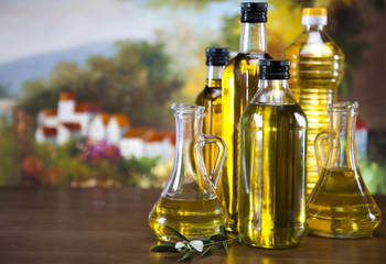 Obraz na płótnie Canvas Fresh olives, olive oil 