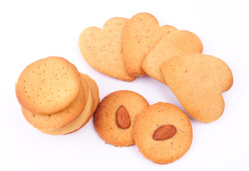 Homemade sweet ginger cookies isolated on white background.