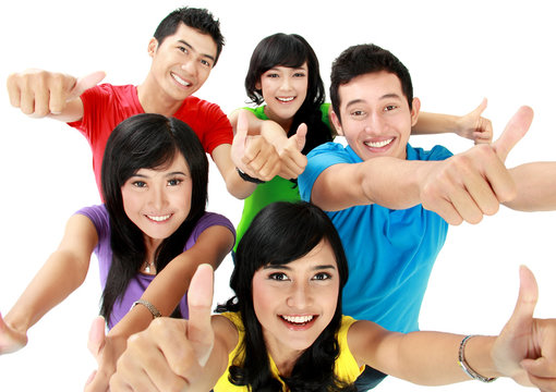 Happy excited smiling friends