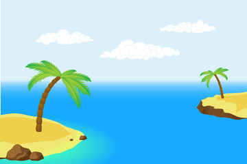 Island with a palm tree in the sea. Vector