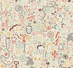 seamless pattern with colorful doodle ornament