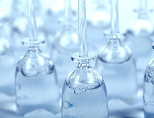 blue ampules in a row