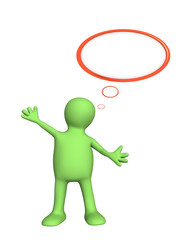 3d puppet with speech bubbles