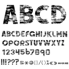 Grunge alphabet letters, numbers and punctuation marks