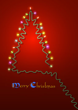 Christmas tree formed garland lights