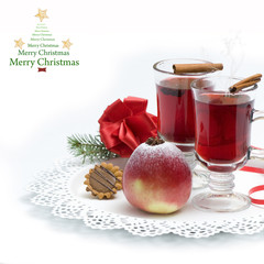 Hot wine, tea for winter and Christmas background