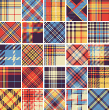 Big set of seamless tartan patterns