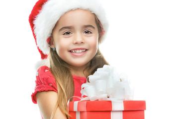 little girl with christmas gift