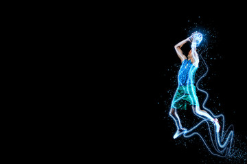 Basketball player with a ball