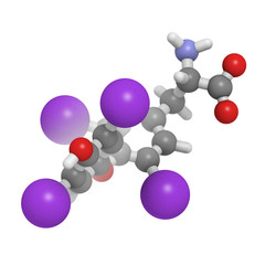 thyroxine hormone molecule, chemical structure.