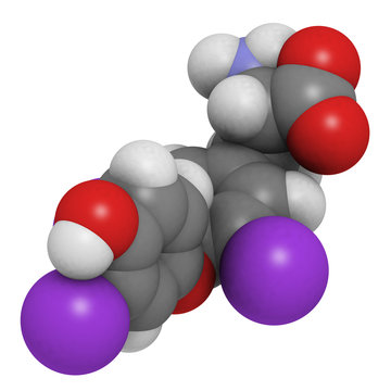 triiodothyronin hormone molecule, chemical structure