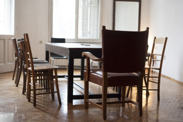 empty table with chairs