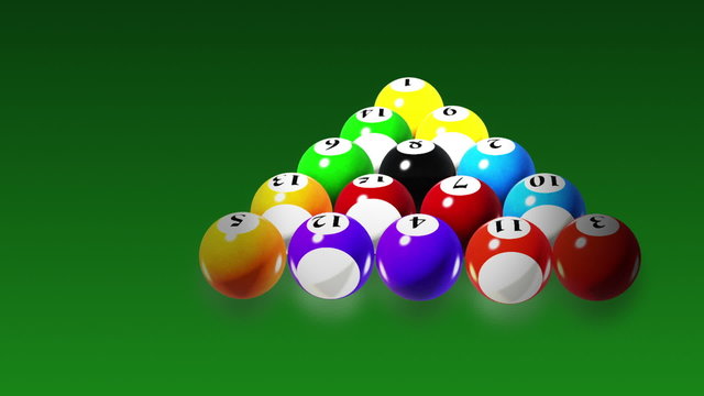 Billiards, Rotation on green background, seamless loop